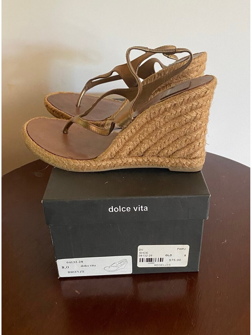 Vintage Dolce Vita Wedge Sandals Bronze Size 8